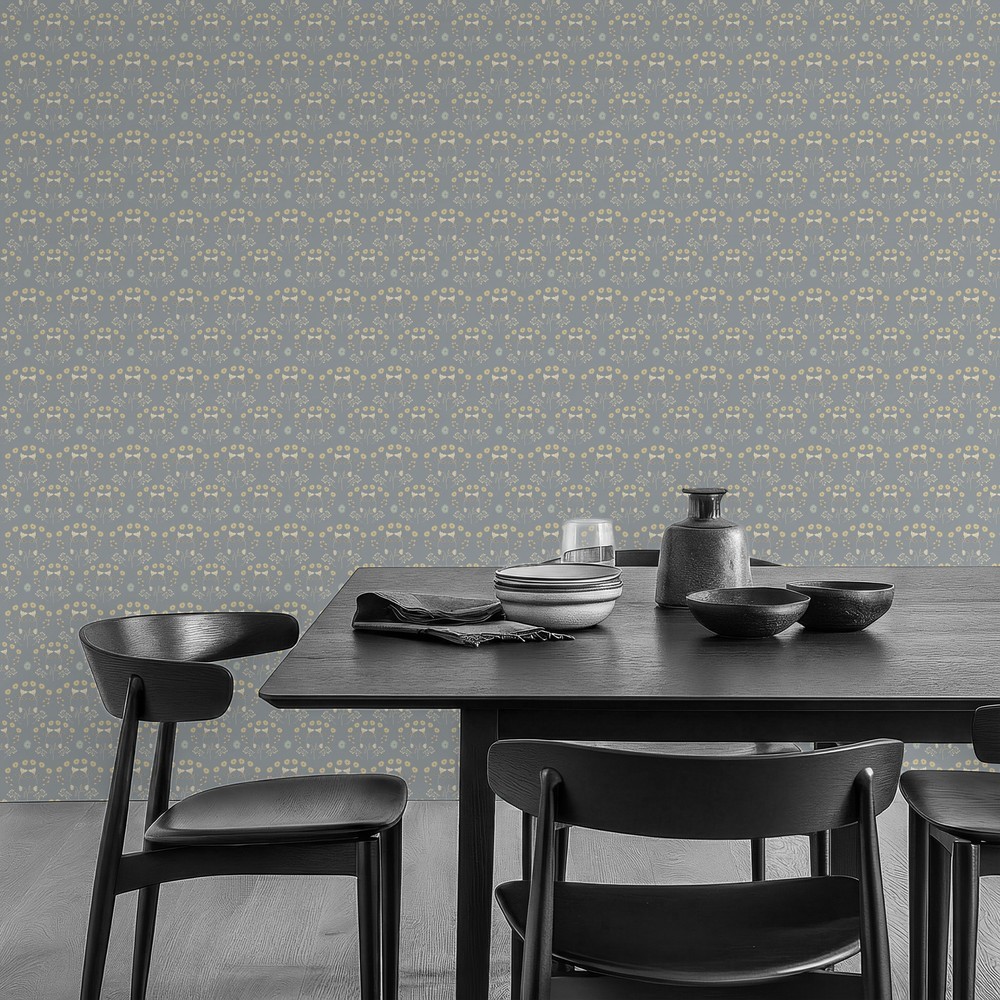 Picture of Medaillon Poppies in Grey - 1033301-01